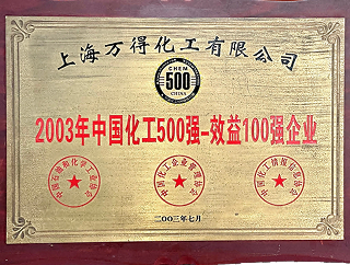 2003年中国化工500强<br>效益100强企业