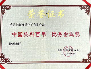 中国染料百年 优秀企业奖